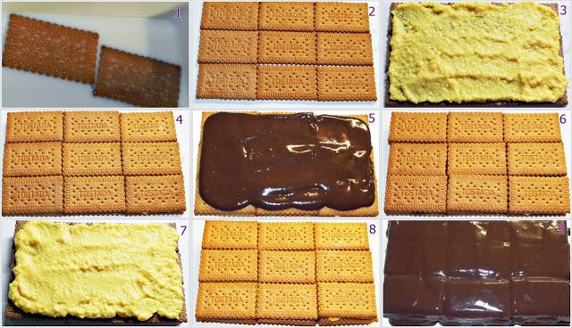 TARTA DE GALLETAS CON CHOCOLATE Y FLAN