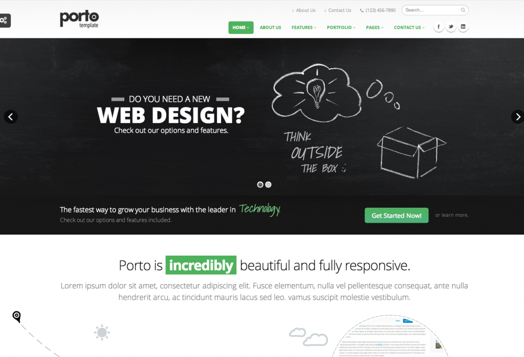 Porto es una plantilla elegante y muy dinámica para hacer webs corporativas