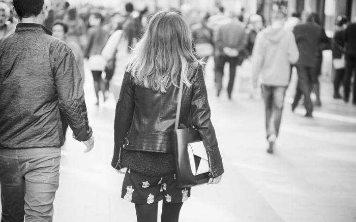 street style barbara crespo calle preciados madrid perfecto zara leather the corner dress outfit