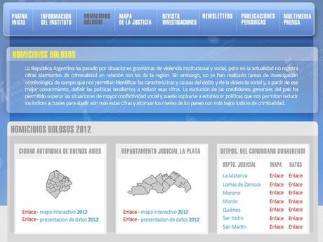 Captura del sitio desde donde los interesados podrán bajar las tres ediciones del informe sobre homicidios dolosos.