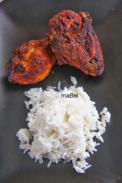 Tandoori de pollo y arroz con leche de coco