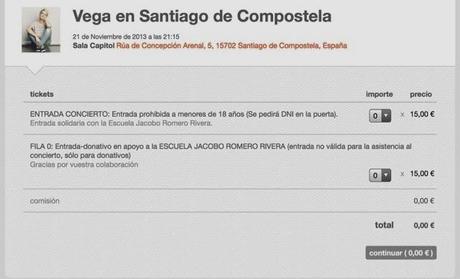 Concierto Benéfico de Vega en Sala Capitol - Santiago