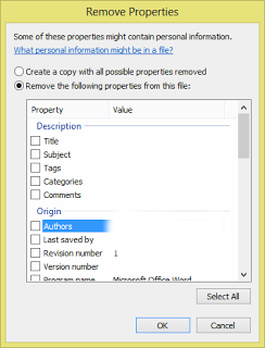 Como eliminar las propiedades de un documento en Windows