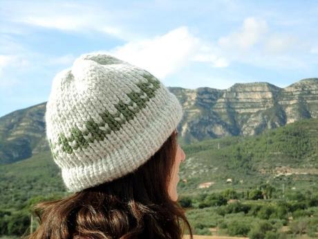 jacquard con telar redondo loom knitting 2 colors gorro beanie hat cap