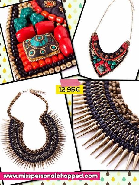 Cuatro collares maxi para una camisa básica!