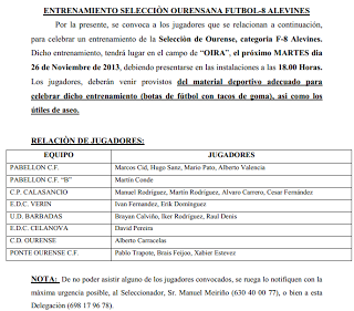Selección Alevín y Sub-14 Ourense: Entrenamiento 26 de Noviembre 2013