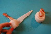 Popietas (Paupiette) de Lenguado y Gambas en Salsa Americana con Arroz