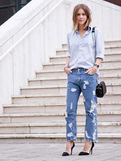 Street style:Ripped jeans