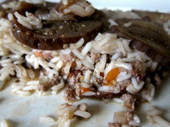 Tarta de berenjenas y arroz