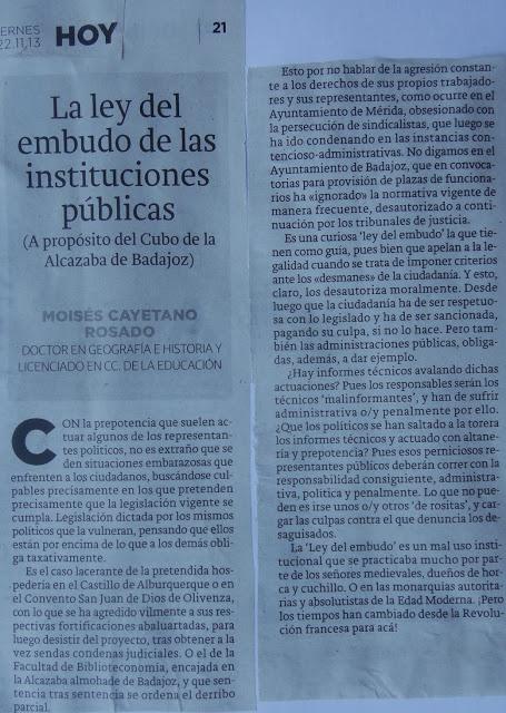 LA LEY DEL EMBUDO DE LAS INSTITUCIONES PÚBLICAS(A propósi...