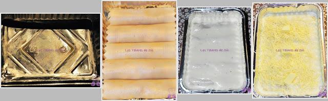 CANELONES DE ATÚN, HUEVO, QUESO Y CHAMPIÑONES