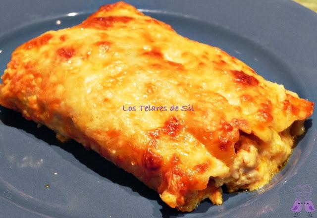 CANELONES DE ATÚN, HUEVO, QUESO Y CHAMPIÑONES