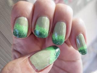 manicura verde degradado