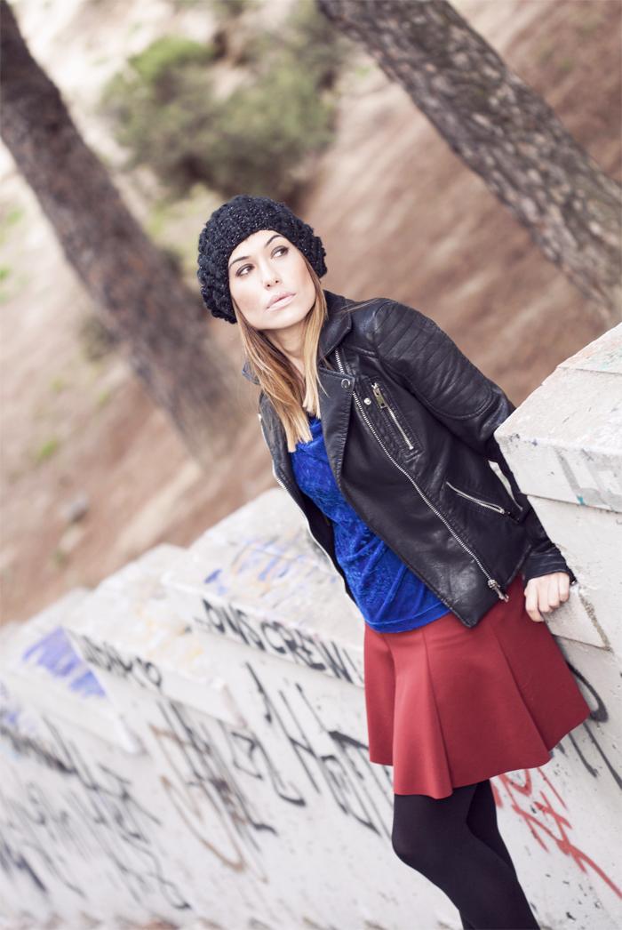 street style barbara crespo textures fashion blogger zara leather jacket skirt eleven paris shirt outfit