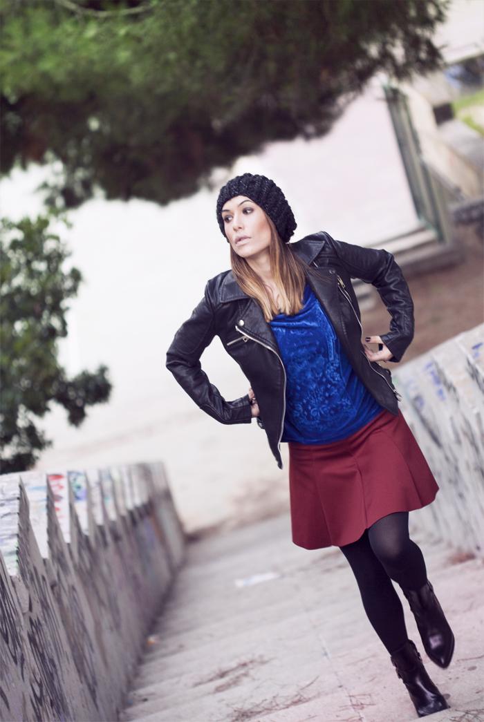 street style barbara crespo textures fashion blogger zara leather jacket skirt eleven paris shirt outfit