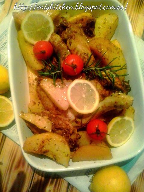 Pollo asado al limon y romero