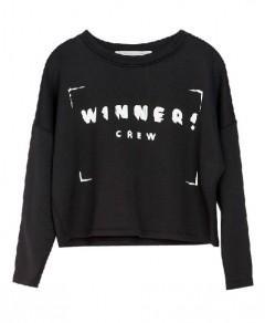 Letras Imprimir siete mangas Sudadera Bare-cintura