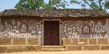 Fachada con mandanas en Jaipur, Rajasthan