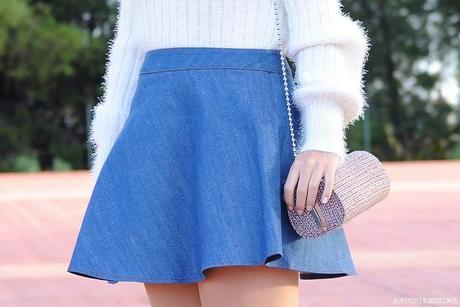 Look of the day: Fluffy Sweater & Skater Skirt lovelystyle (2)