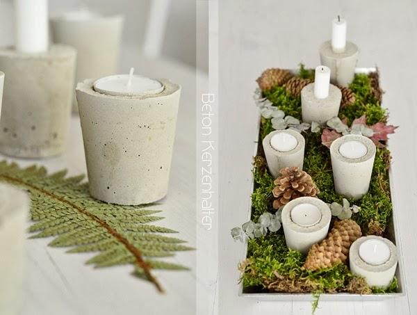 DIY....CENTRO NAVIDEÑO CON PORTAVELAS DE CEMENTO