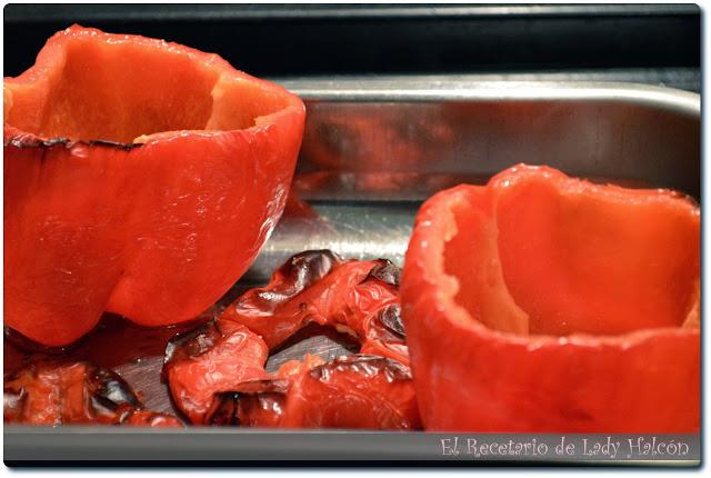 Pimientos rojos rellenos de carne picada y verduras de Vivelafruta.com