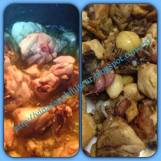 Pollo frito con ajos