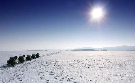 The snowmobile train