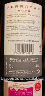 Vino Tinto Ferratus 2003: Grandes Recuerdos