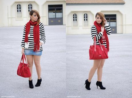 Look of the day: Striped Jumper & Denim Skirt lovelystyle (8)