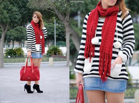 Look of the day: Striped Jumper & Denim Skirt lovelystyle (2)