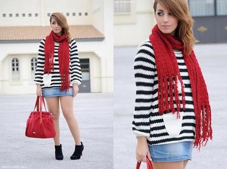 Look of the day: Striped Jumper & Denim Skirt lovelystyle (6)