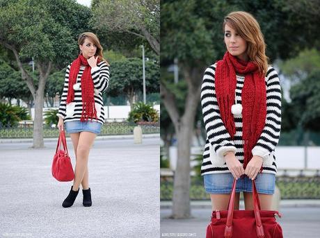 Look of the day: Striped Jumper & Denim Skirt lovelystyle (3)