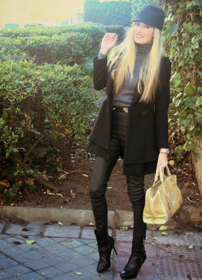 Booties, leather pant and hat