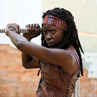 Danai Gurira como Michonne en la tercera temporada de The Walking Dead