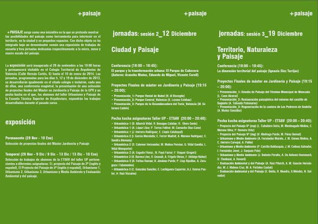 Exposición y Ciclos de conferencias +PAISAJE. Valencia. Entrada Libre