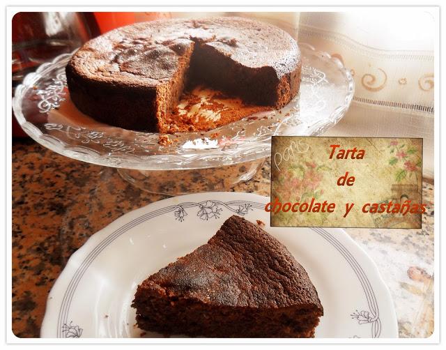 Tarta de castañas y chocolate