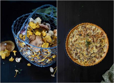 Quiche de setas, beicon y nueces