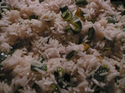 Arroz con chile poblano y tamarindo