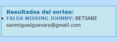 RESULTADO DEL SORTEO MISSING JOHNNY