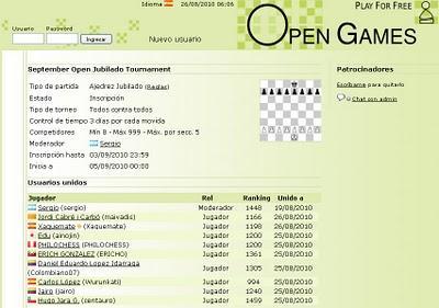 6º Open Ajedrez Jubilado y  4º Clásico en Open Games