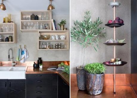 Una cocina en negro y cobre Una cocina sofisticada 2