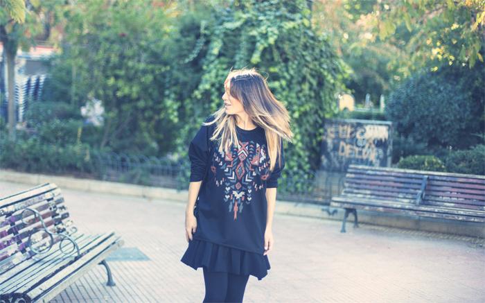 street style barbara crespo ethnic oversize sheinside sweatshirt fashion blogger outfit