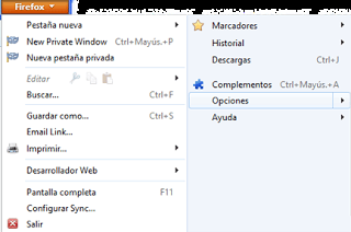 Menú Firefox