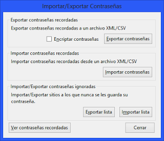Exportar contraseñas Firefox Exportar contraseñas Firefox
