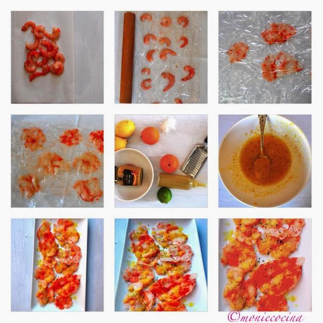 CARPACCIO DE GAMBA ROJA CON ACEITE DE CÍTRICOS