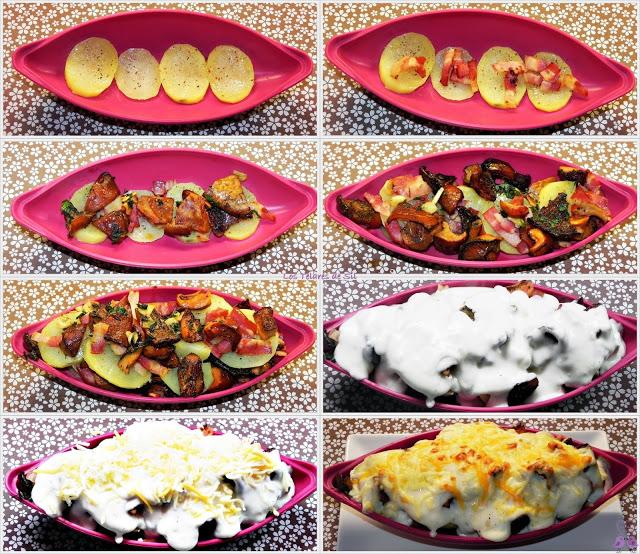 PATATAS CON NÍSCALOS, BACON Y BECHAMEL