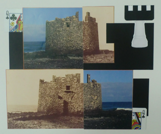 Iniciales en la tierra. El Tiempo... (Collage, 30 X 33 Cms.)