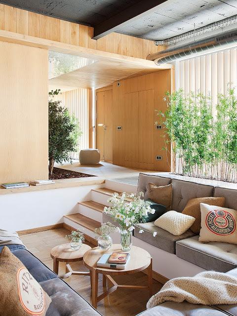 Un luminoso loft con un jardin interior - Paperblog