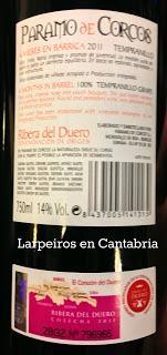 Vino Tinto Páramo de Corcos Barrica 2011 Vino Tinto Páramo de Corcos Barrica 2011