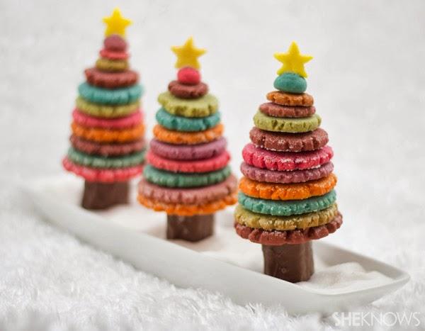 Árboles de navidad hechos con galletas